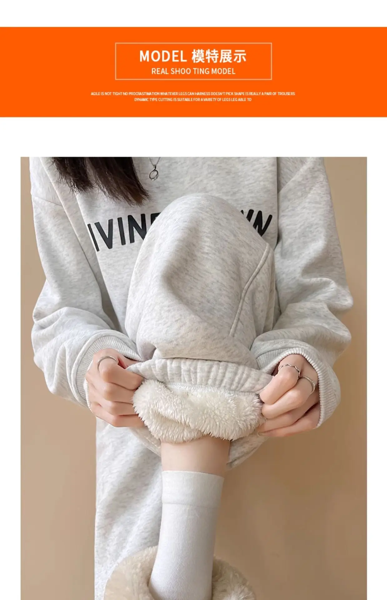 Fleece Lined Women Sweatpants Grey Loose Jogger Harem — feature 18