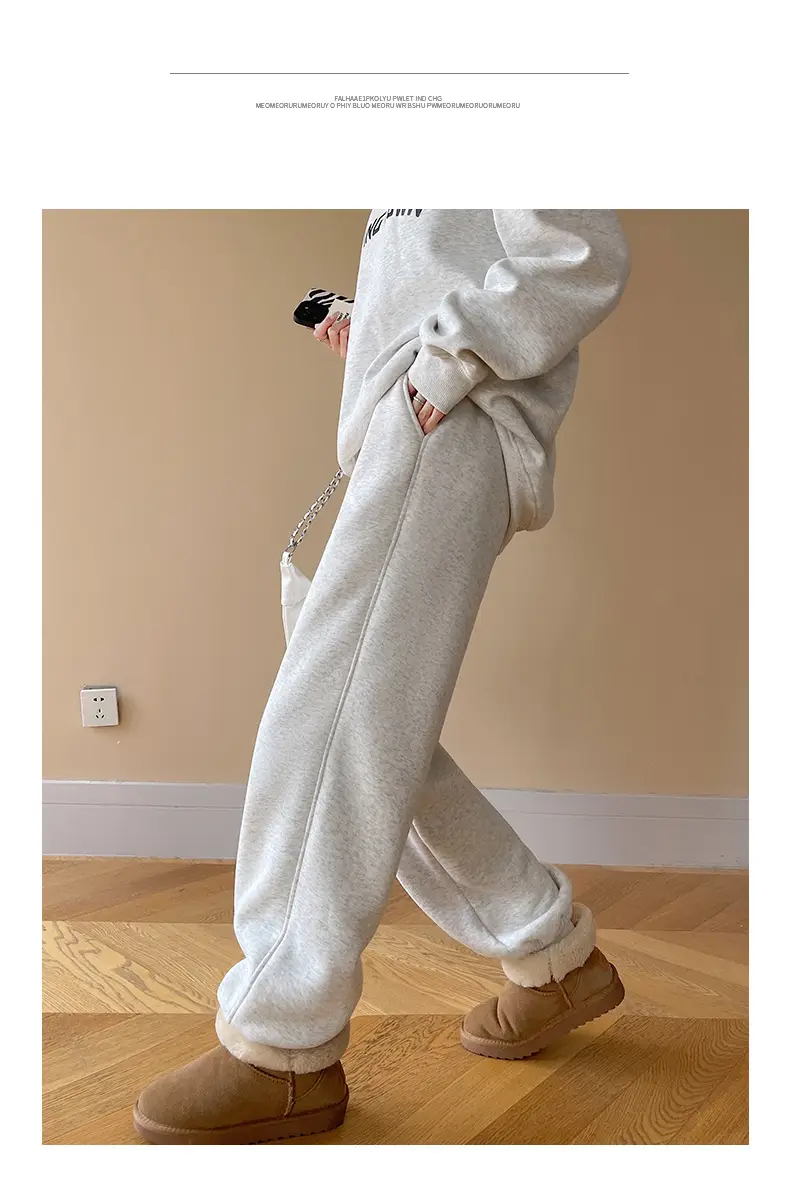 Fleece Lined Women Sweatpants Grey Loose Jogger Harem — feature 20
