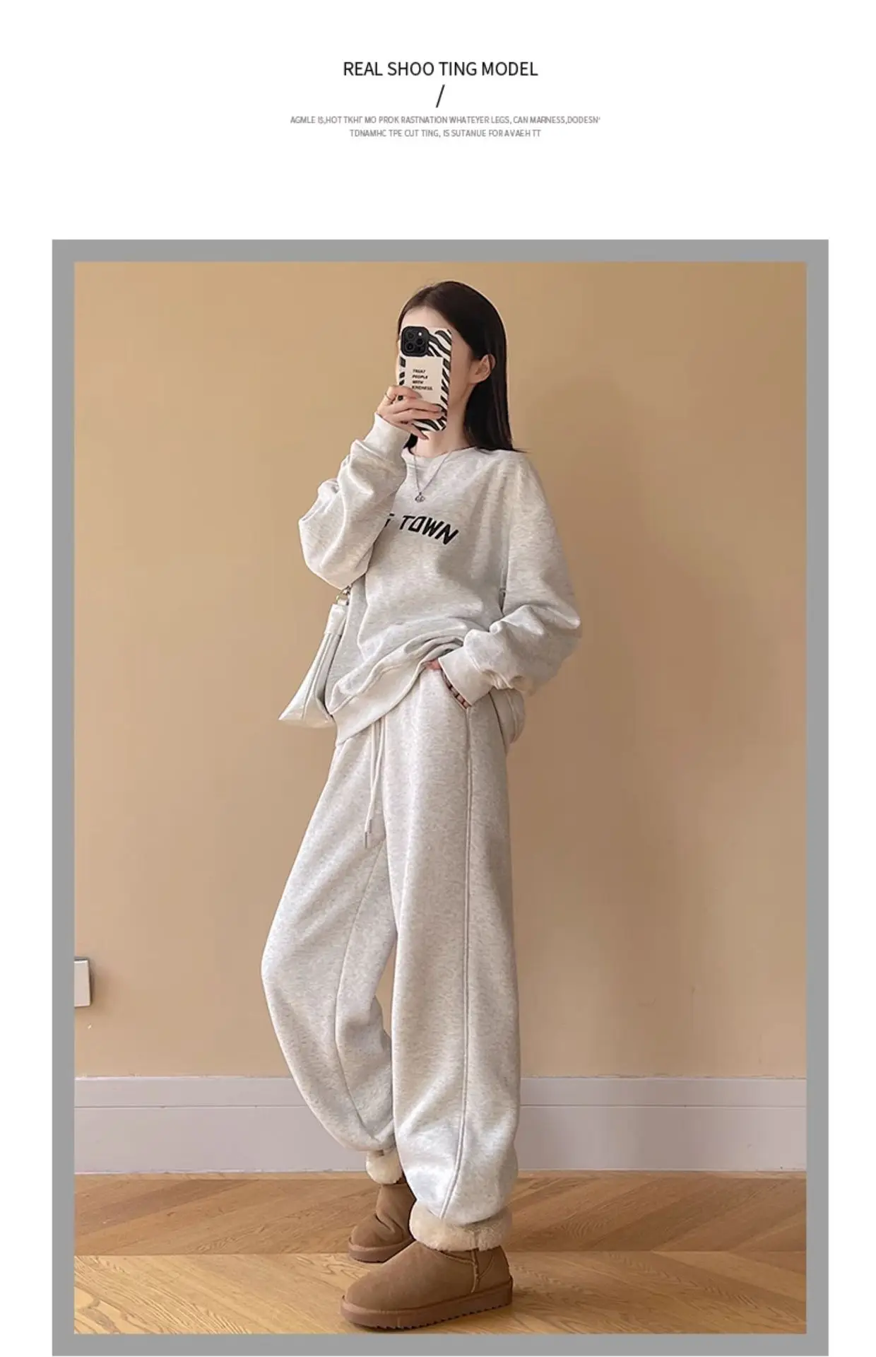 Fleece Lined Women Sweatpants Grey Loose Jogger Harem — feature 21