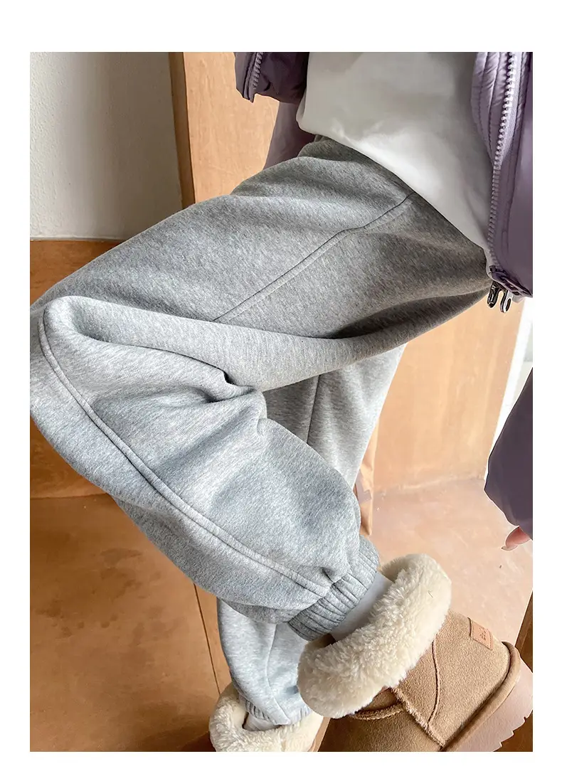 Fleece Lined Women Sweatpants Grey Loose Jogger Harem — feature 23