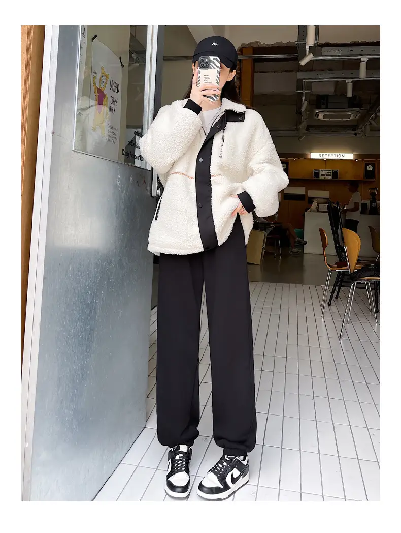 Fleece Lined Women Sweatpants Grey Loose Jogger Harem — feature 29