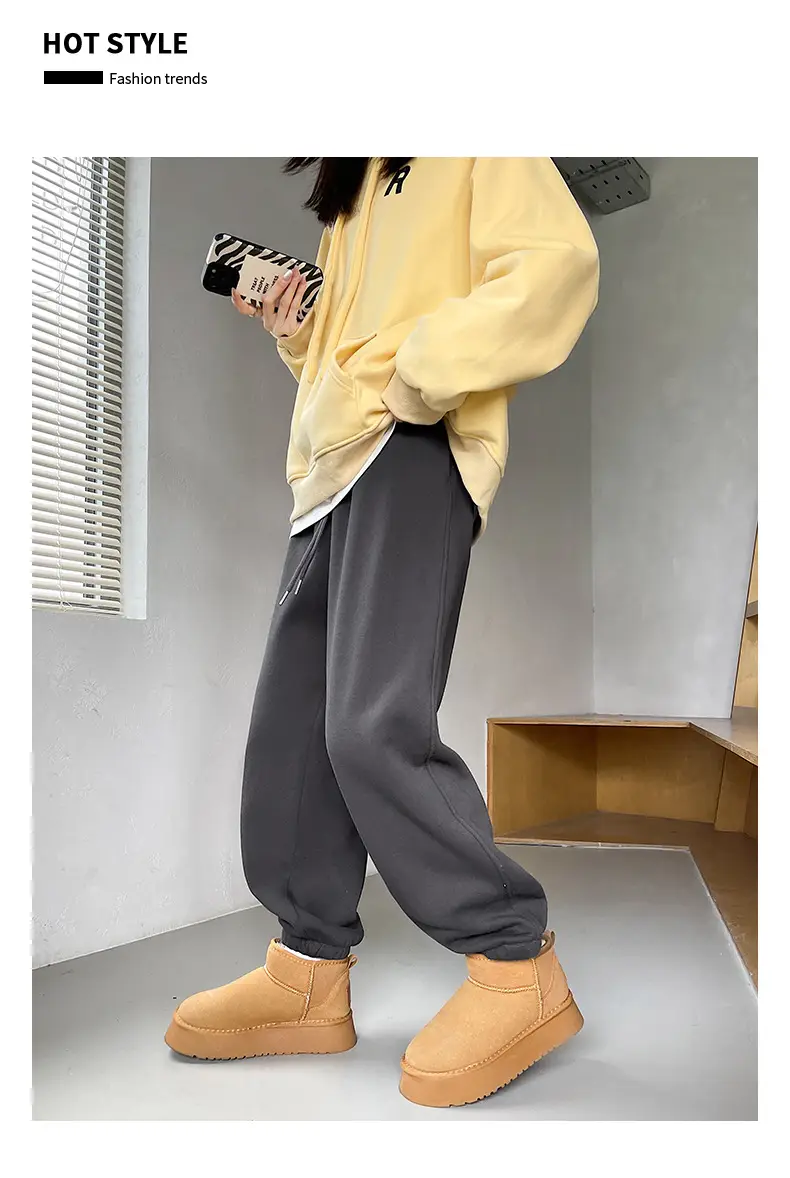 Fleece Lined Women Sweatpants Grey Loose Jogger Harem — feature 31