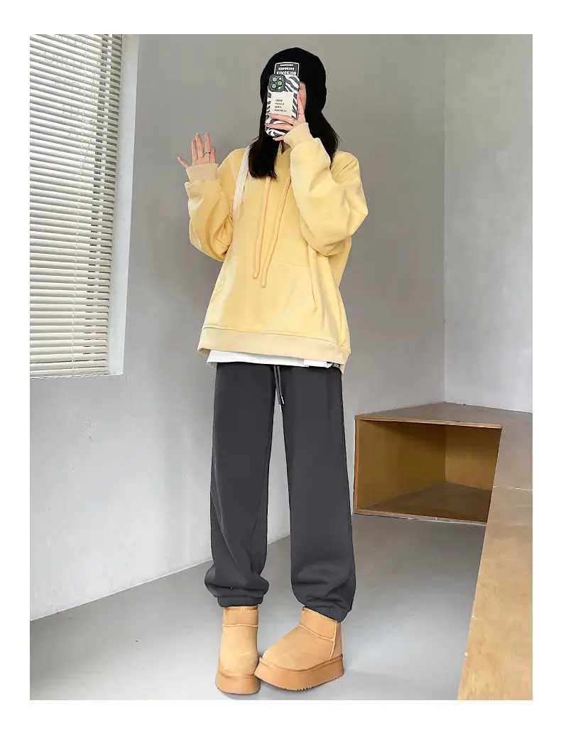 Fleece Lined Women Sweatpants Grey Loose Jogger Harem — feature 32