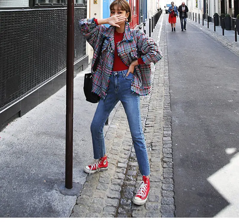 Red Long Sleeve Women's T-Shirt Slim Fit Solid Color — feature 13
