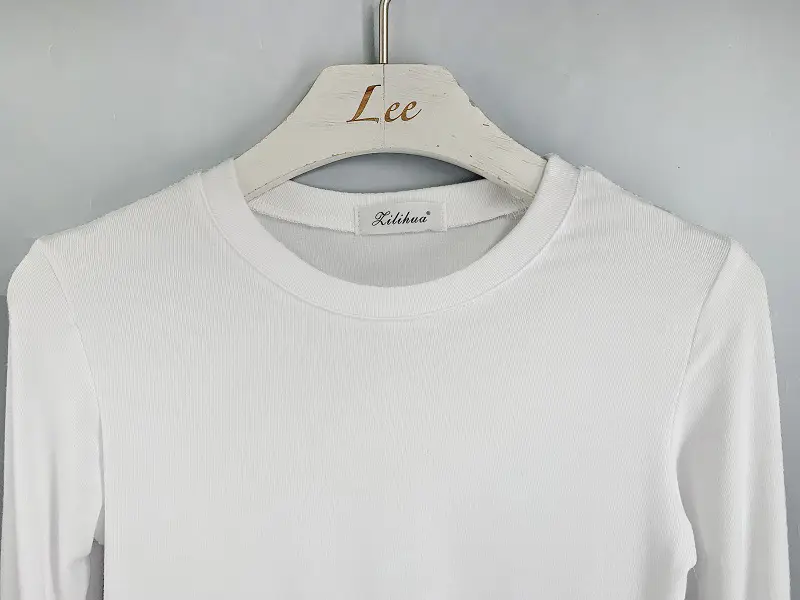 Red Long Sleeve Women's T-Shirt Slim Fit Solid Color — feature 29
