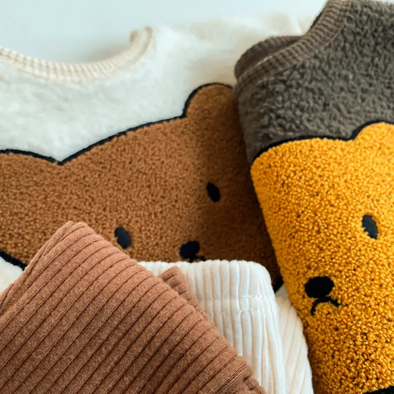 Cute Plush Bear Sweater Set for Kids Winter - Image 5