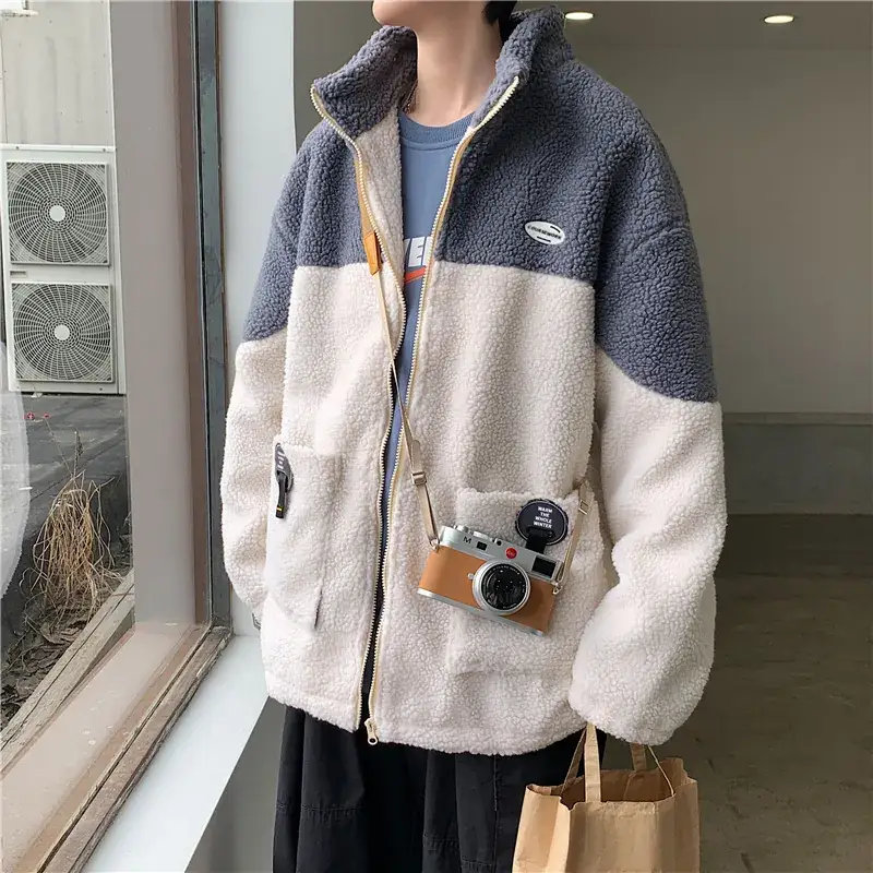 Men's Fleece Lined Lamb Wool Jacket Large - Image 5