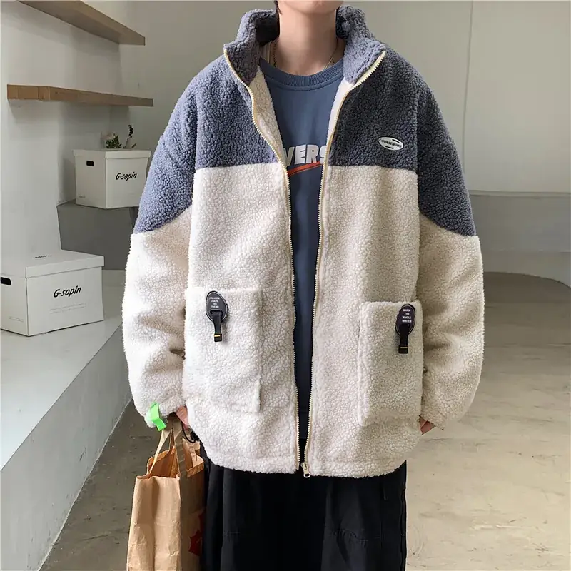 Men's Fleece Lined Lamb Wool Jacket Large - Image 6