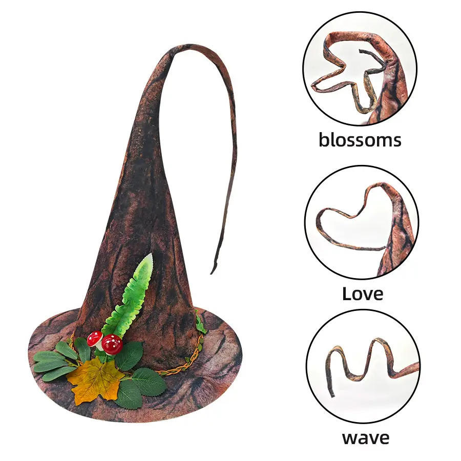 Felt Bark Witch Hat for Halloween Dance Party Cosplay