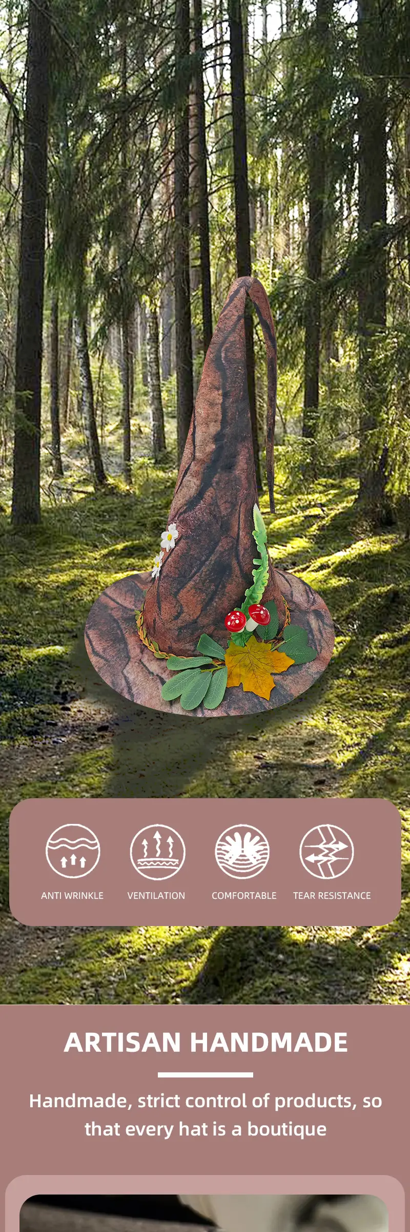 Felt Bark Witch Hat for Halloween Dance Party Cosplay — feature 3