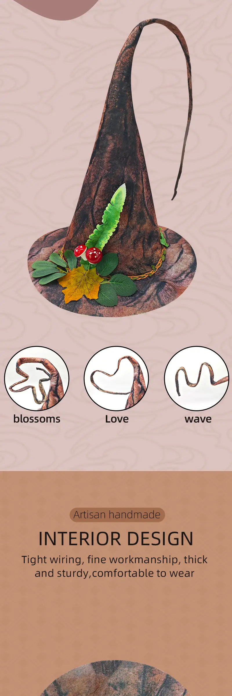 Felt Bark Witch Hat for Halloween Dance Party Cosplay — feature 5