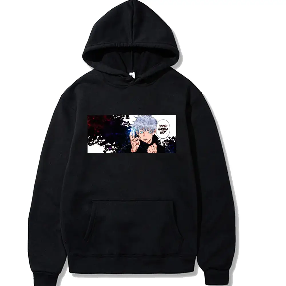 Men Grey Hoodie with Anime Print Fleece - Image 17