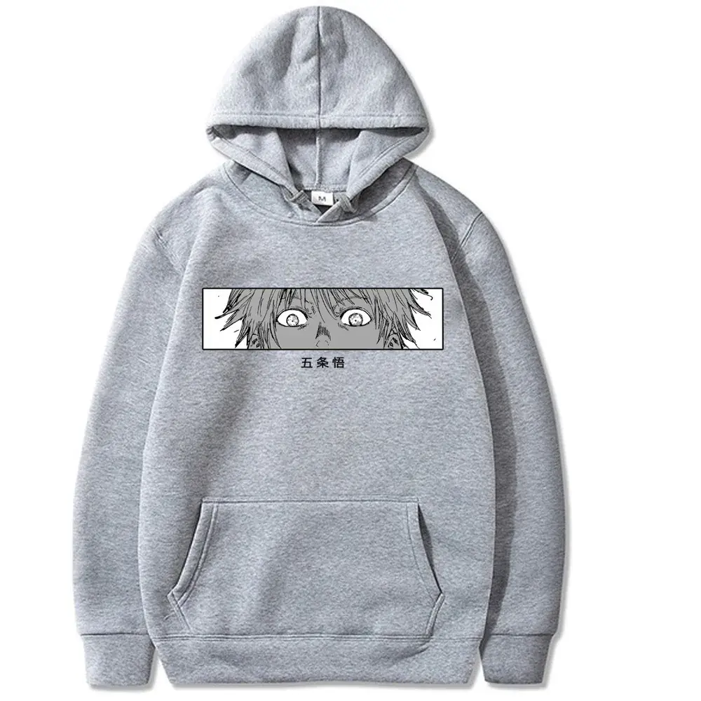 Men Grey Hoodie with Anime Print Fleece - Image 10