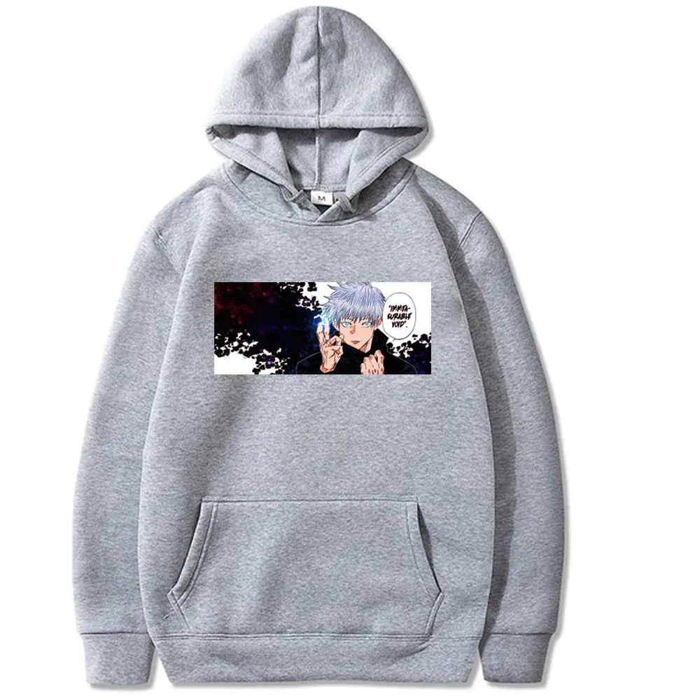 Men Grey Hoodie with Anime Print Fleece - Image 16