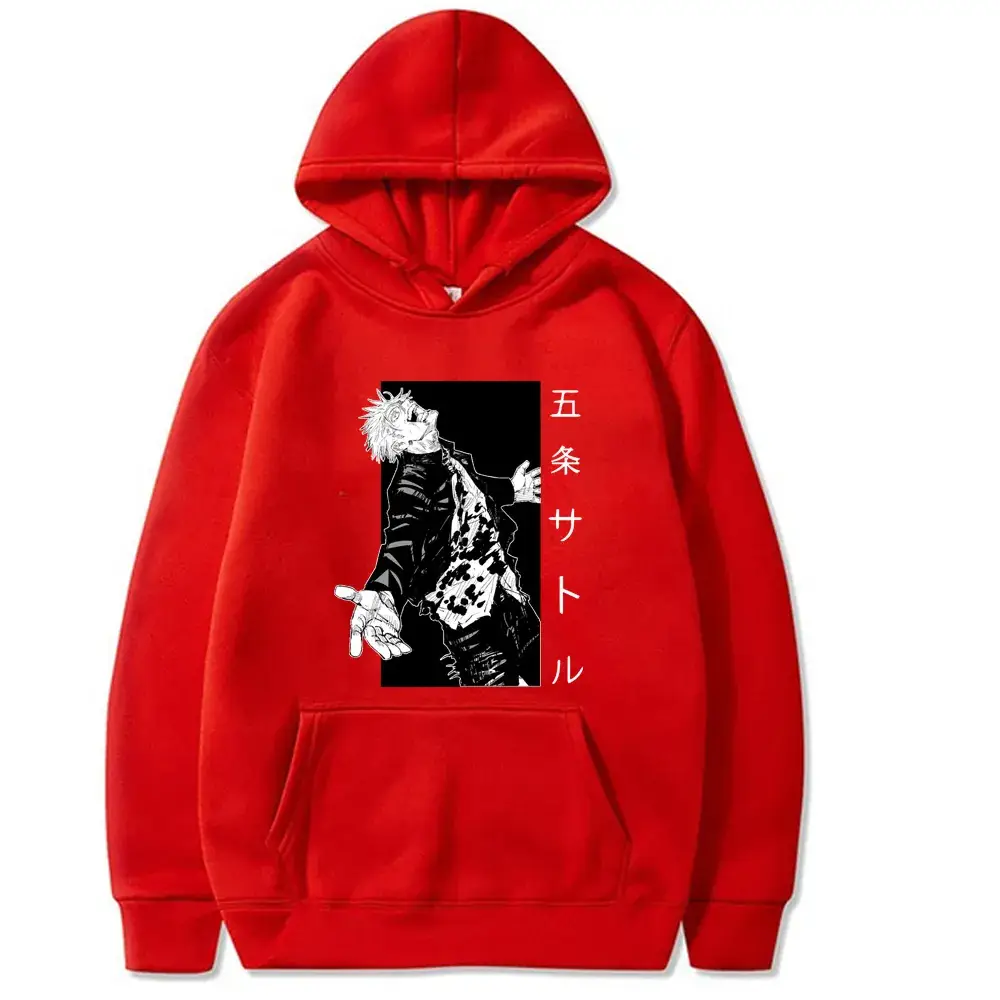 Men Grey Hoodie with Anime Print Fleece - Image 3