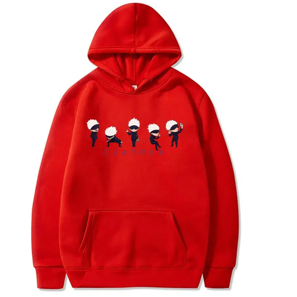 Men's Red Satoru Gojo Hoodie Fleece Lined - Image 9