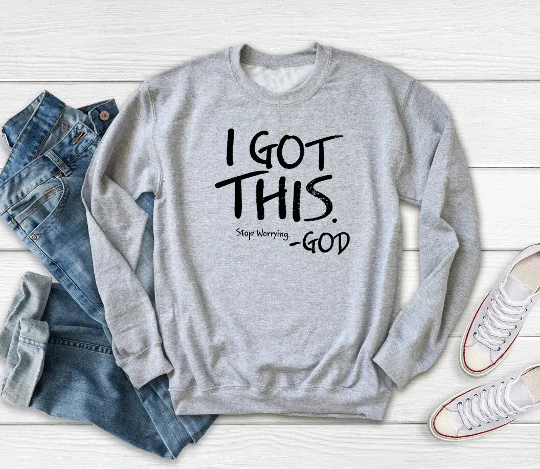I Got This Stop Worshipping God Gray Crewneck Sweatshirt - Image 3