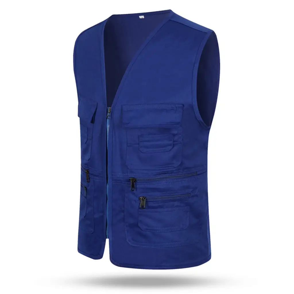 Blue Sleeveless Vest with Zip Front & Pocket - Image 7