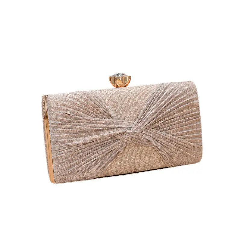 Cross-Border Women's Pleated PU Leather Banquet Bag 22x45cm