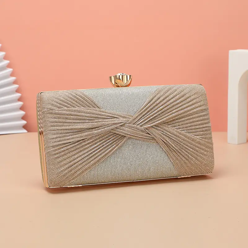 Cross-Border Women's Pleated PU Leather Banquet Bag 22x45cm