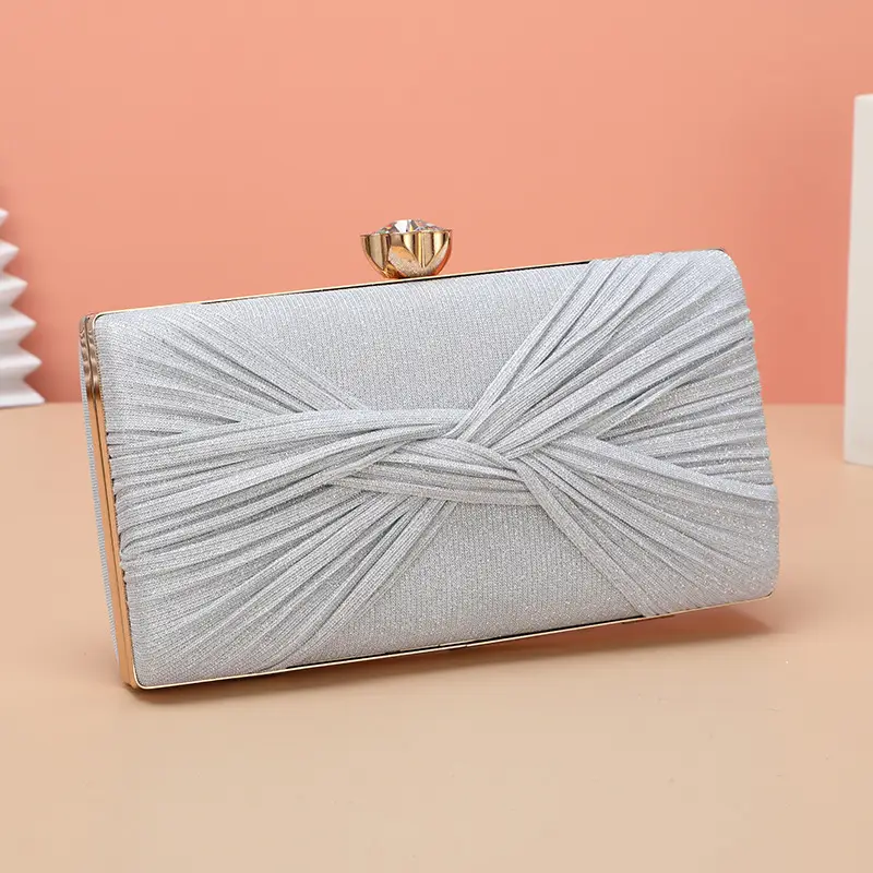 Cross-Border Women's Pleated PU Leather Banquet Bag 22x45cm