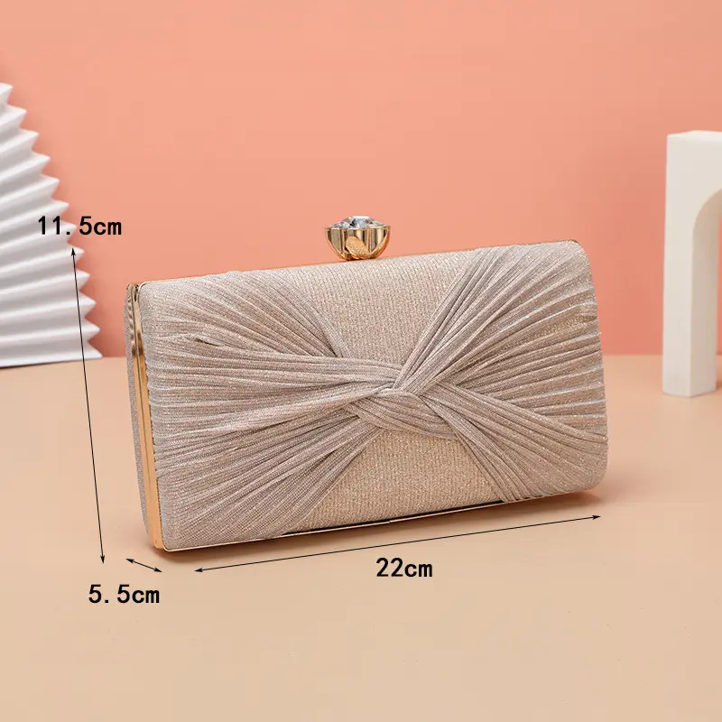 Cross-Border Women's Pleated PU Leather Banquet Bag 22x45cm