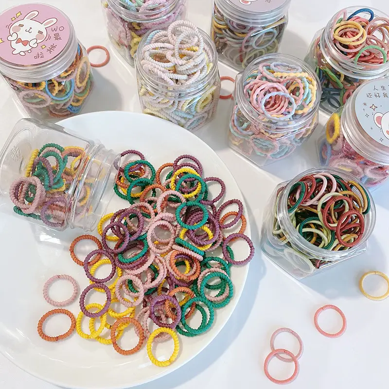 100pcs Rainbow Root Rubber Bands for Kids Hair Ties