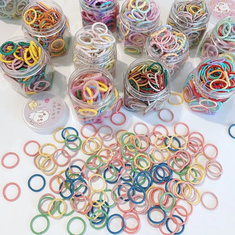100pcs Rainbow Root Rubber Bands for Kids Hair Ties