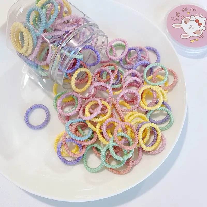 100pcs Rainbow Root Rubber Bands for Kids Hair Ties
