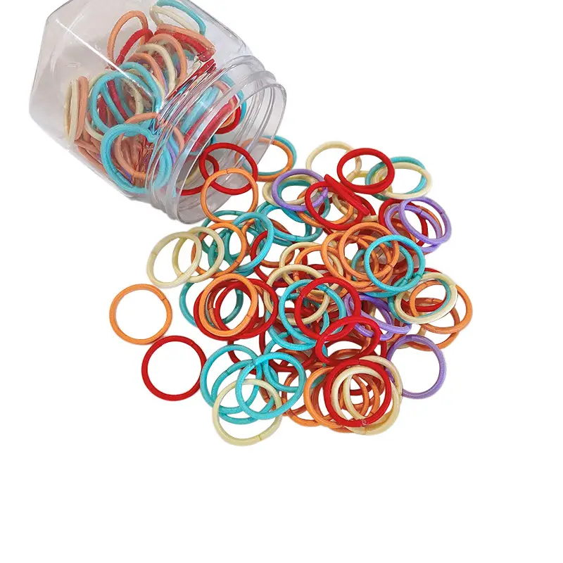 100pcs Rainbow Root Rubber Bands for Kids Hair Ties