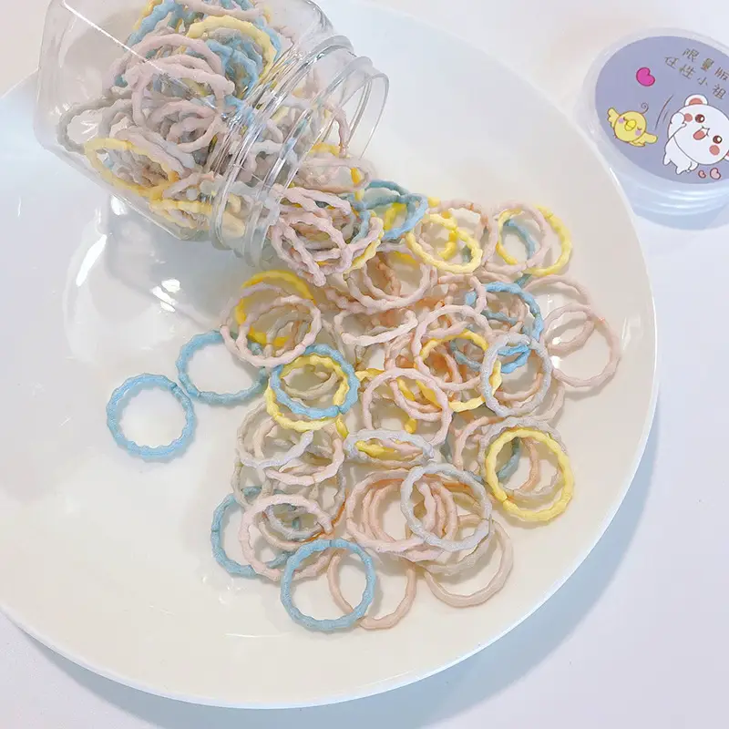 100pcs Rainbow Root Rubber Bands for Kids Hair Ties