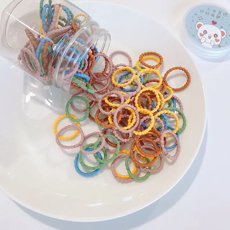 100pcs Rainbow Root Rubber Bands for Kids Hair Ties