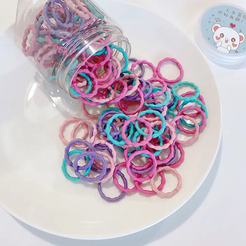 100pcs Rainbow Root Rubber Bands for Kids Hair Ties