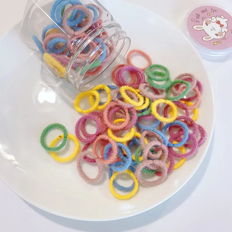 100pcs Rainbow Root Rubber Bands for Kids Hair Ties
