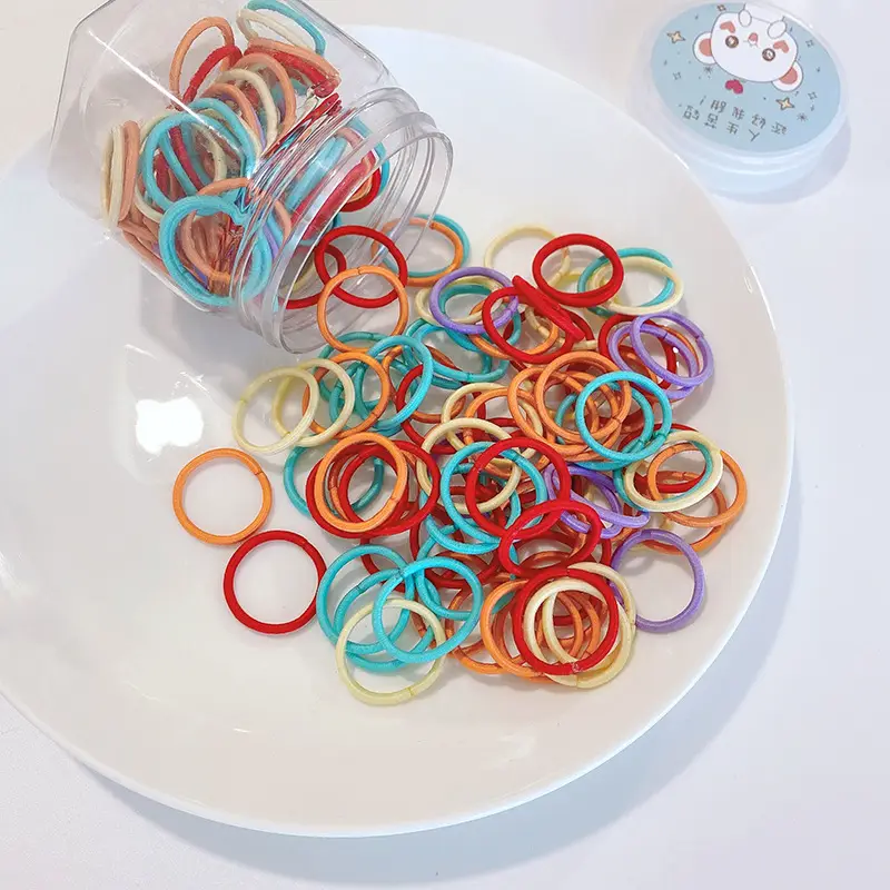 100pcs Rainbow Root Rubber Bands for Kids Hair Ties