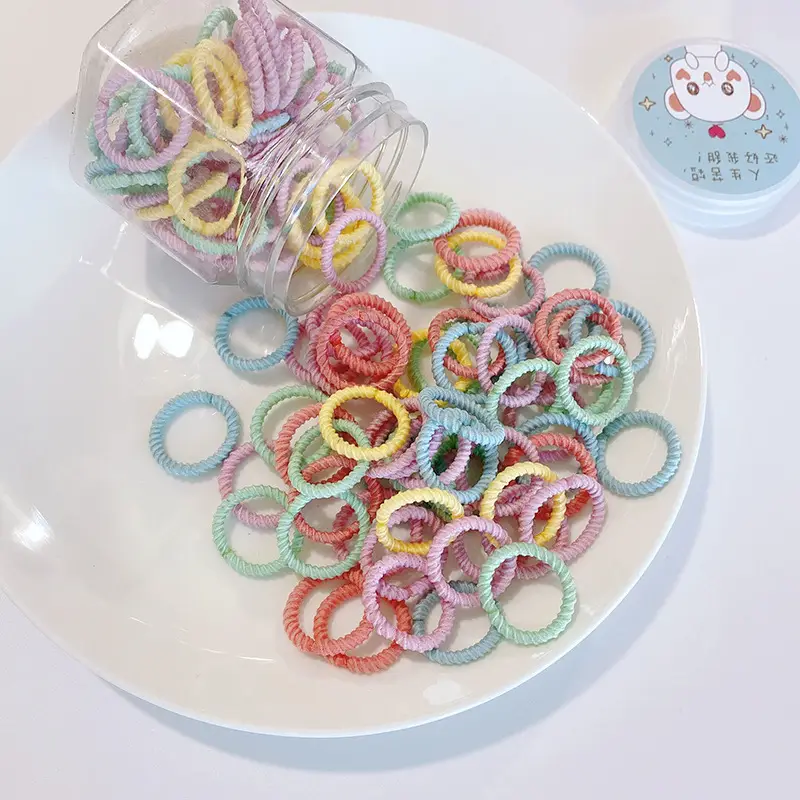100pcs Rainbow Root Rubber Bands for Kids Hair Ties