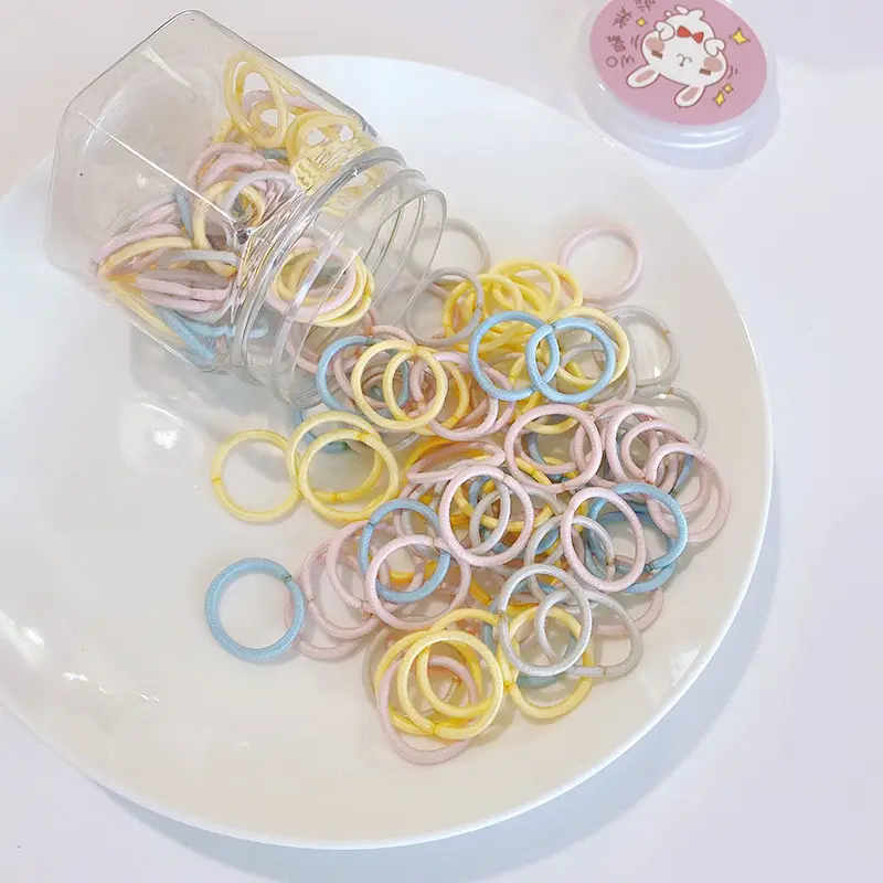 100pcs Rainbow Root Rubber Bands for Kids Hair Ties