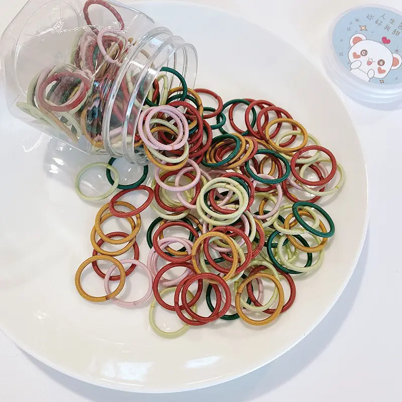 100pcs Rainbow Root Rubber Bands for Kids Hair Ties