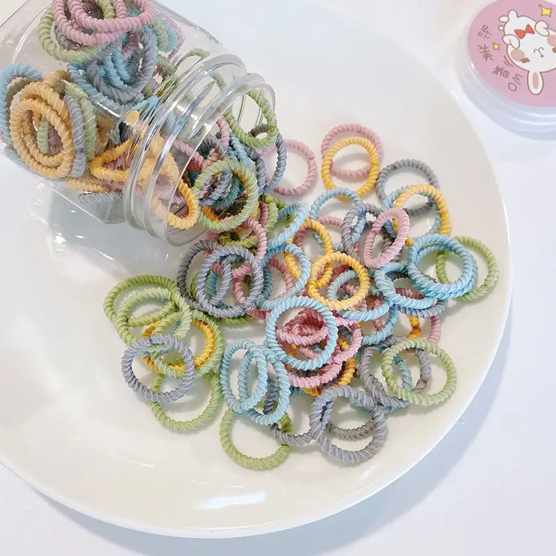 100pcs Rainbow Root Rubber Bands for Kids Hair Ties