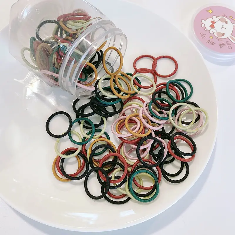 100pcs Rainbow Root Rubber Bands for Kids Hair Ties