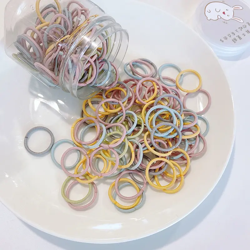 100pcs Rainbow Root Rubber Bands for Kids Hair Ties