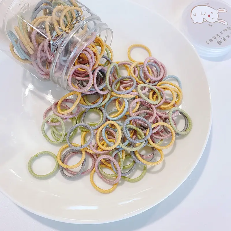 100pcs Rainbow Root Rubber Bands for Kids Hair Ties