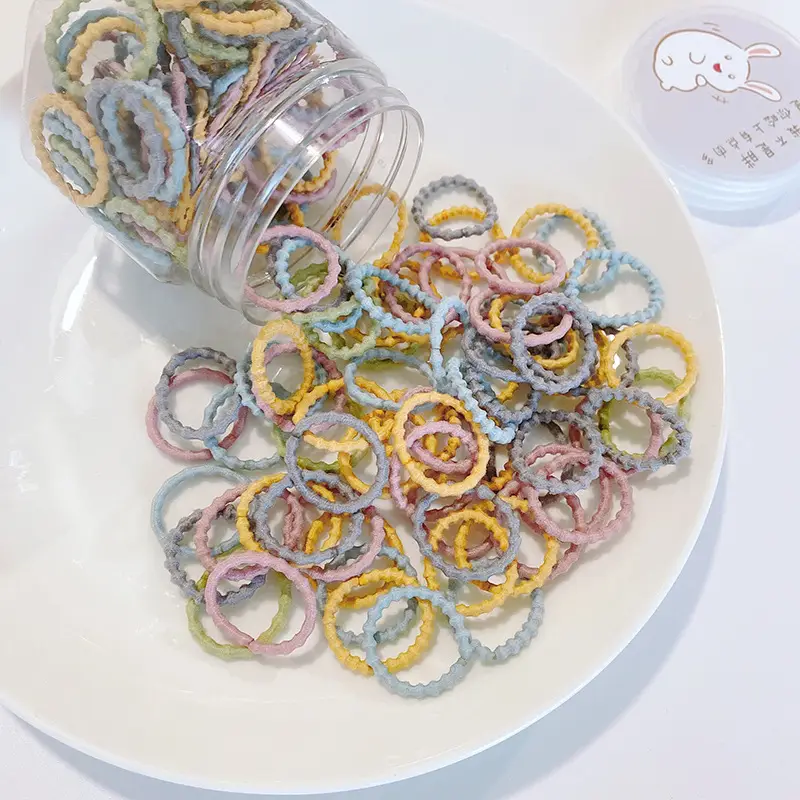 100pcs Rainbow Root Rubber Bands for Kids Hair Ties