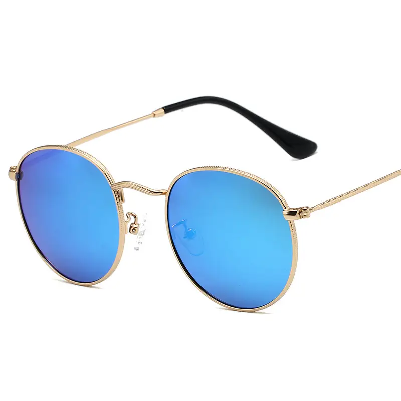 Women's Retro Polarized Sunglasses Round Frame Gold Metal