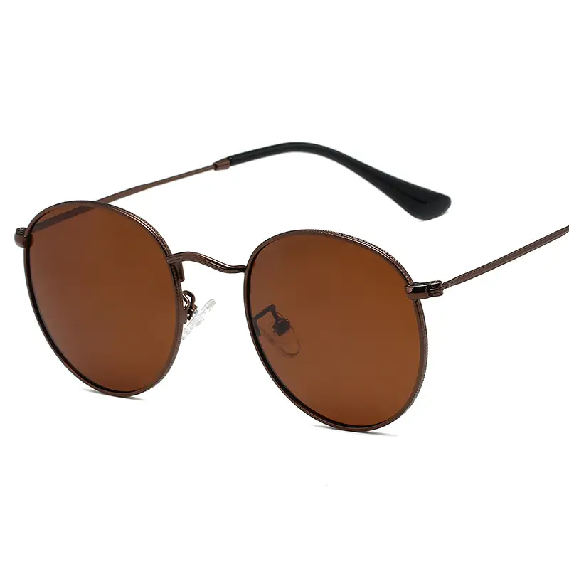 Women's Retro Polarized Sunglasses Round Frame Gold Metal