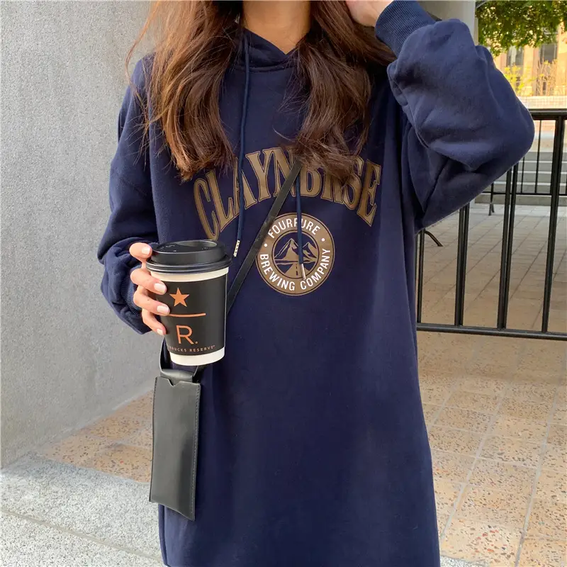 2020 Korean Letter Print Velvet Hooded Dress for Women — feature 23