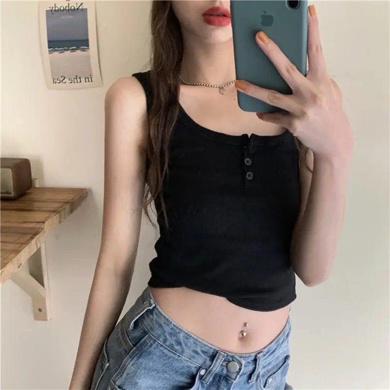 Women's Grey Sleeveless Vest with Belt for Summer Wear - Image 10
