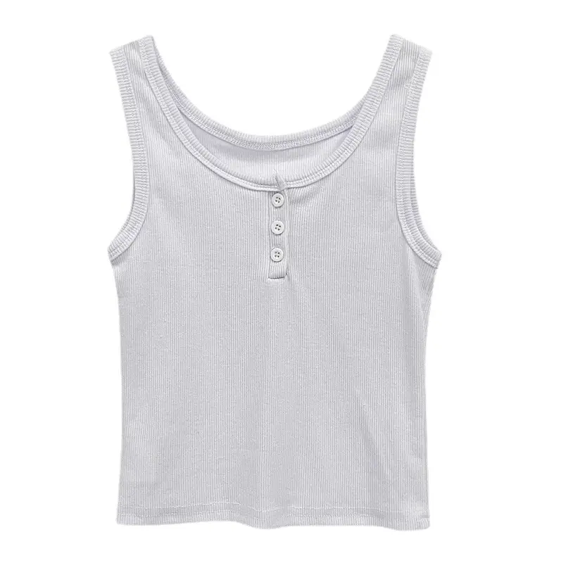 Women's Grey Sleeveless Vest with Belt for Summer Wear - Image 13