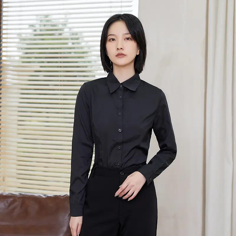 Women's Long Sleeve Light Blue Formal Shirt - Image 13