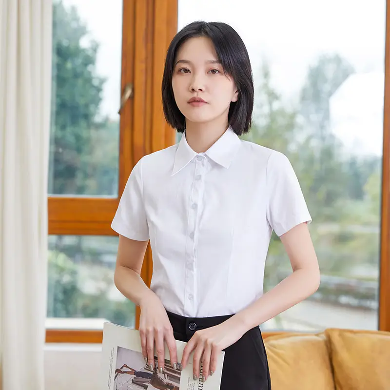 Women's Long Sleeve Light Blue Formal Shirt - Image 15